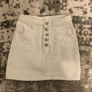 White Button Up Jean Mini Skirt